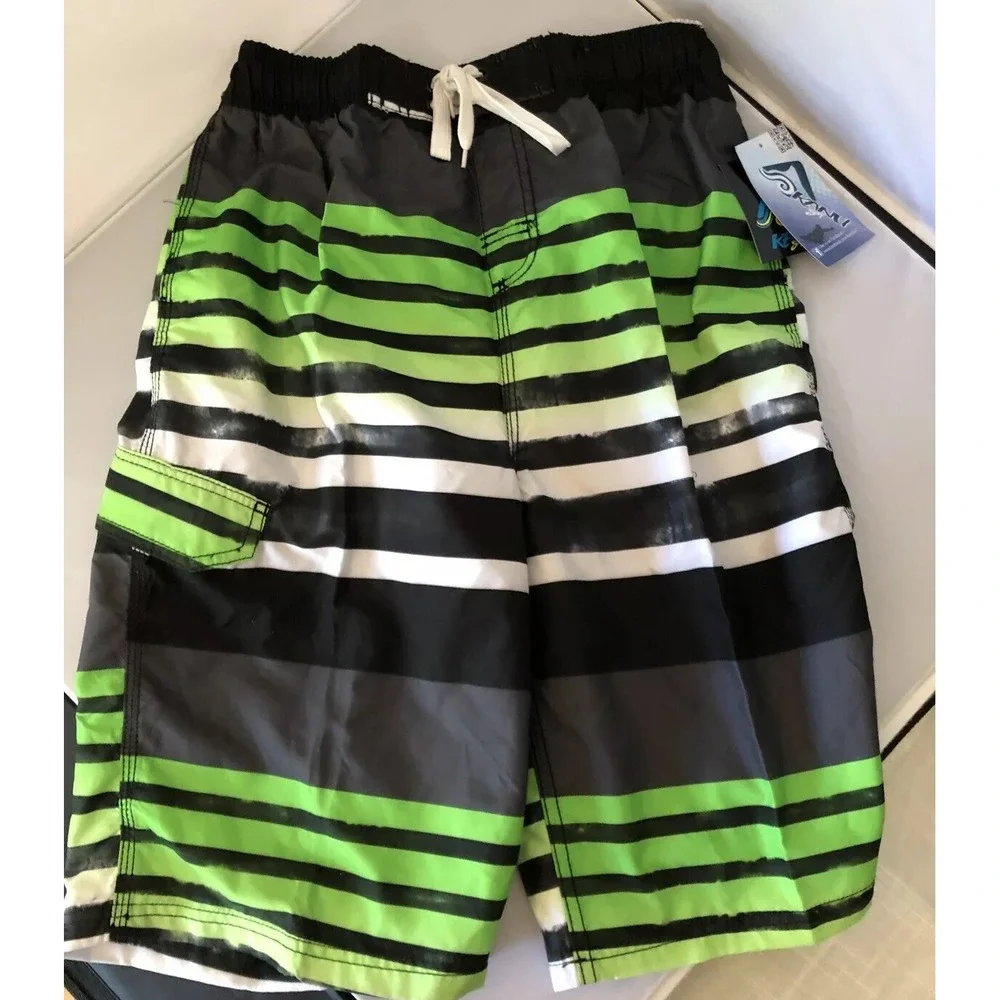 Kanu Surf Boys' Board Shorts UPF 50+ Beach Swim Trunk, BlackGreen,‎ XL 18-20